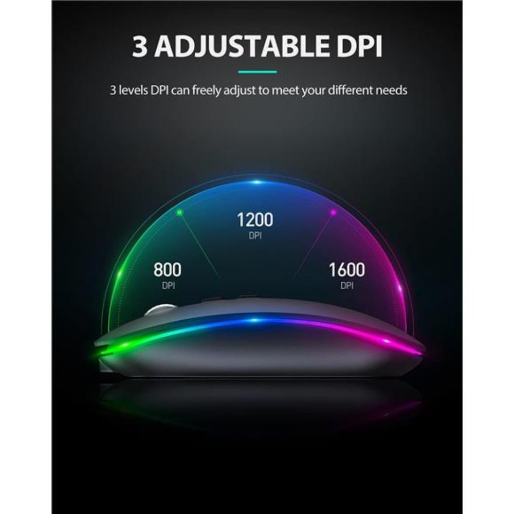 Bluetooth Mouse,LED Rechargeable WirelessMouse(BT 5.1+2.4G),Silent Computer Mice - Picture 4 of 6